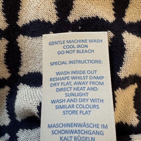 Boden Sweater Knit Midi Dress Women Size 12  Stretch Navy White Cotton Blend - Picture 7 of 8